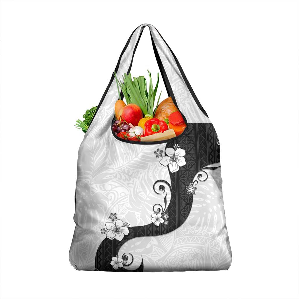 Polynesia Hibiscus Grocery Bag White Curve Motif LT05 1-pack One Size White - Polynesian Pride