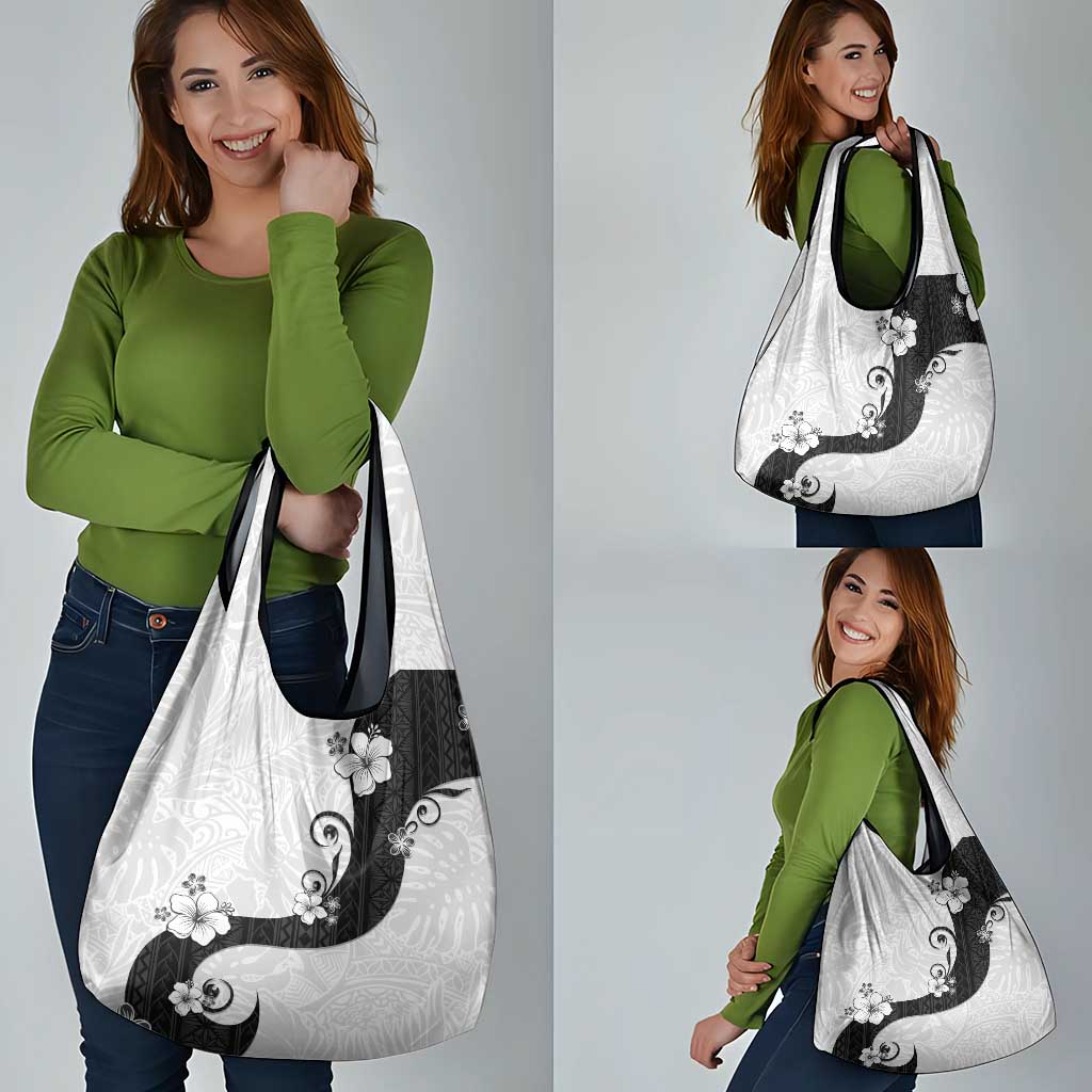 Polynesia Hibiscus Grocery Bag White Curve Motif LT05 - Polynesian Pride