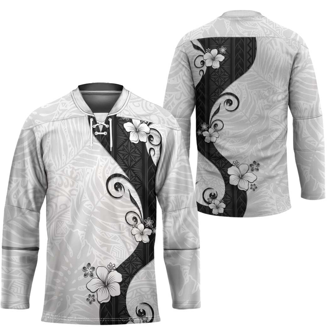 Polynesia Hibiscus Hockey Jersey White Curve Motif LT05 - Polynesian Pride