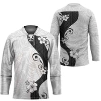 Polynesia Hibiscus Hockey Jersey White Curve Motif LT05 - Polynesian Pride