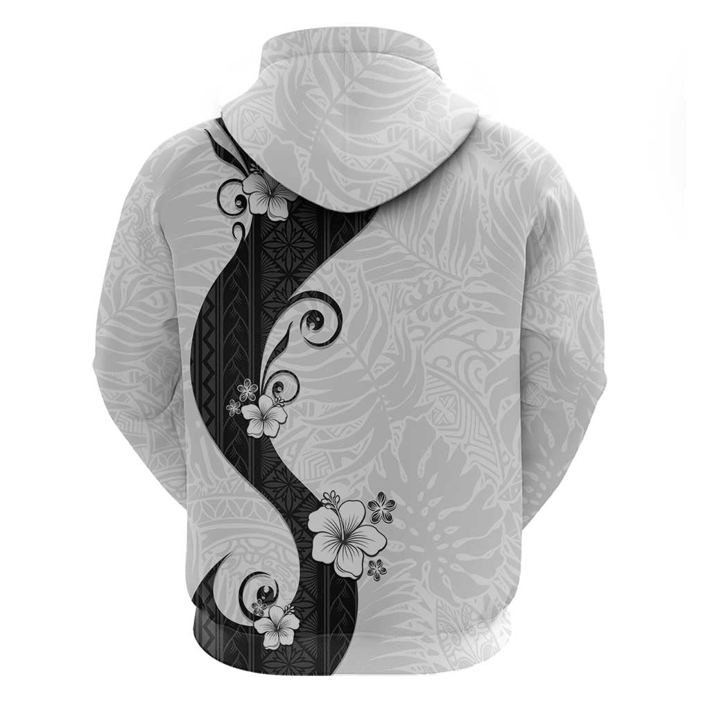 Polynesia Hibiscus Hoodie White Curve Motif - Polynesian Pride