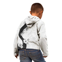 Polynesia Hibiscus Kid Hoodie White Curve Motif - Polynesian Pride