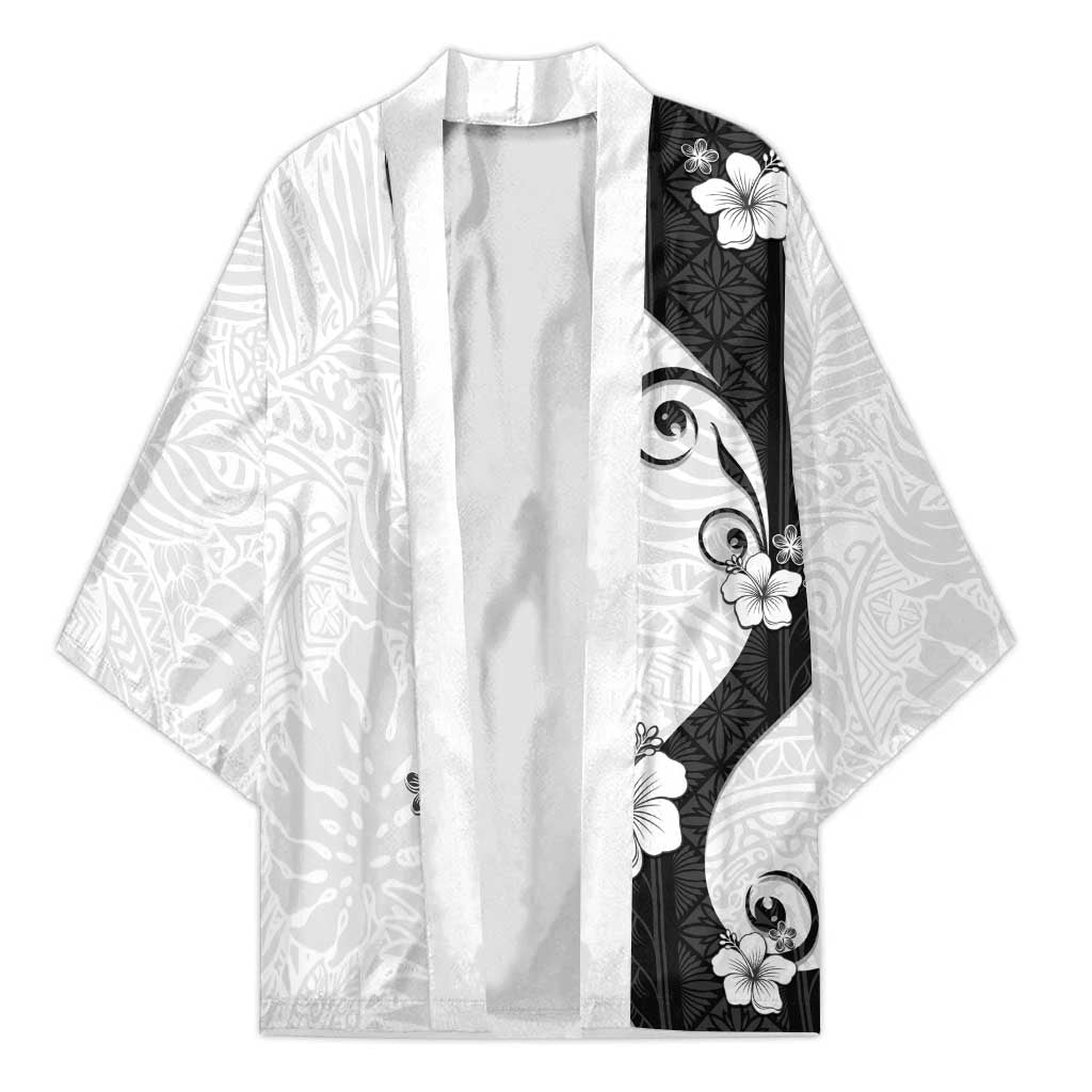 Polynesia Hibiscus Kimono White Curve Motif - Polynesian Pride