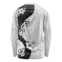 Polynesia Hibiscus Long Sleeve Shirt White Curve Motif LT05 - Polynesian Pride