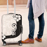 Polynesia Hibiscus Luggage Cover White Curve Motif LT05 White - Polynesian Pride
