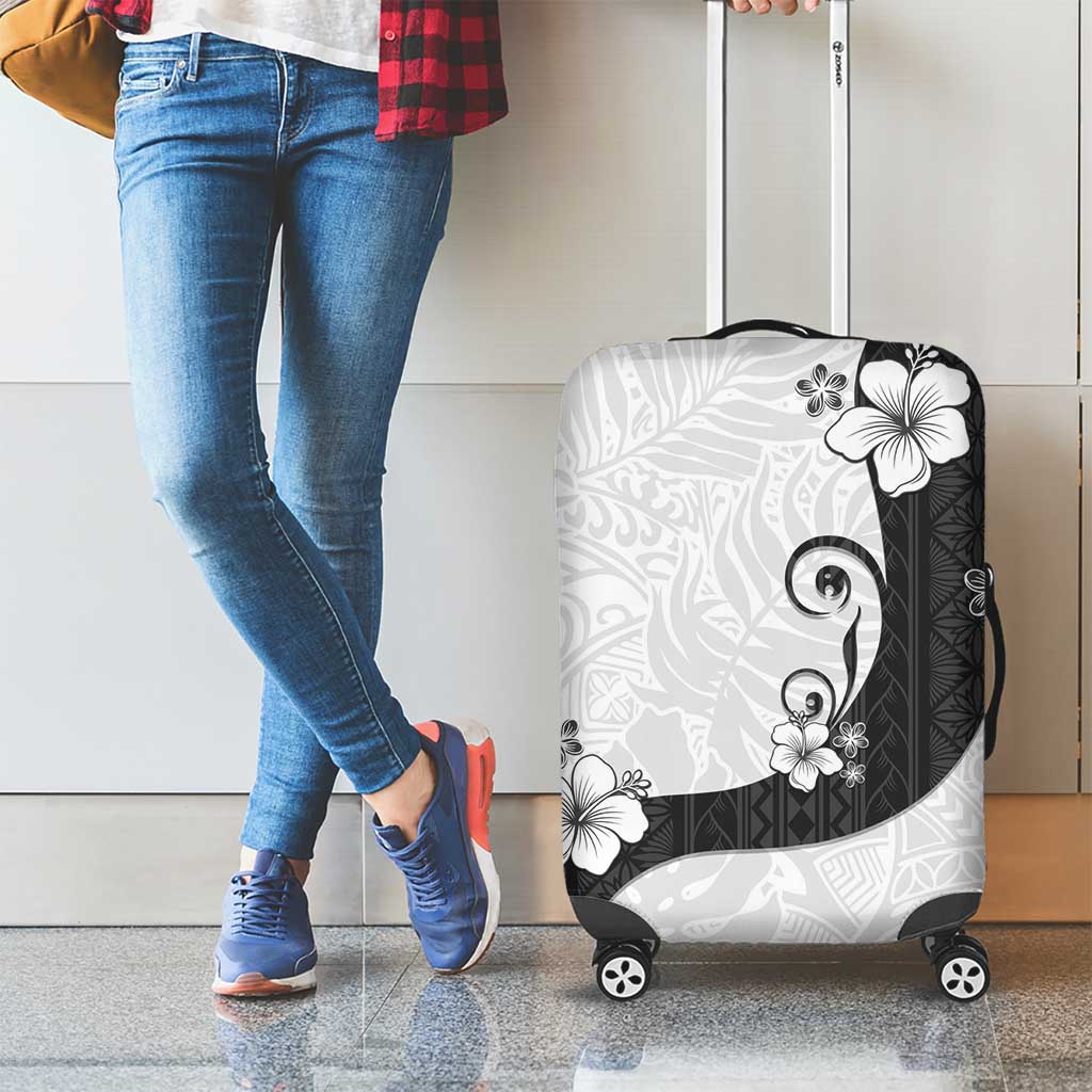 Polynesia Hibiscus Luggage Cover White Curve Motif LT05 - Polynesian Pride