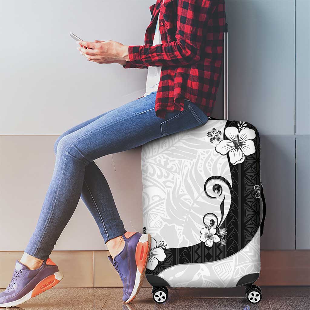 Polynesia Hibiscus Luggage Cover White Curve Motif LT05 - Polynesian Pride