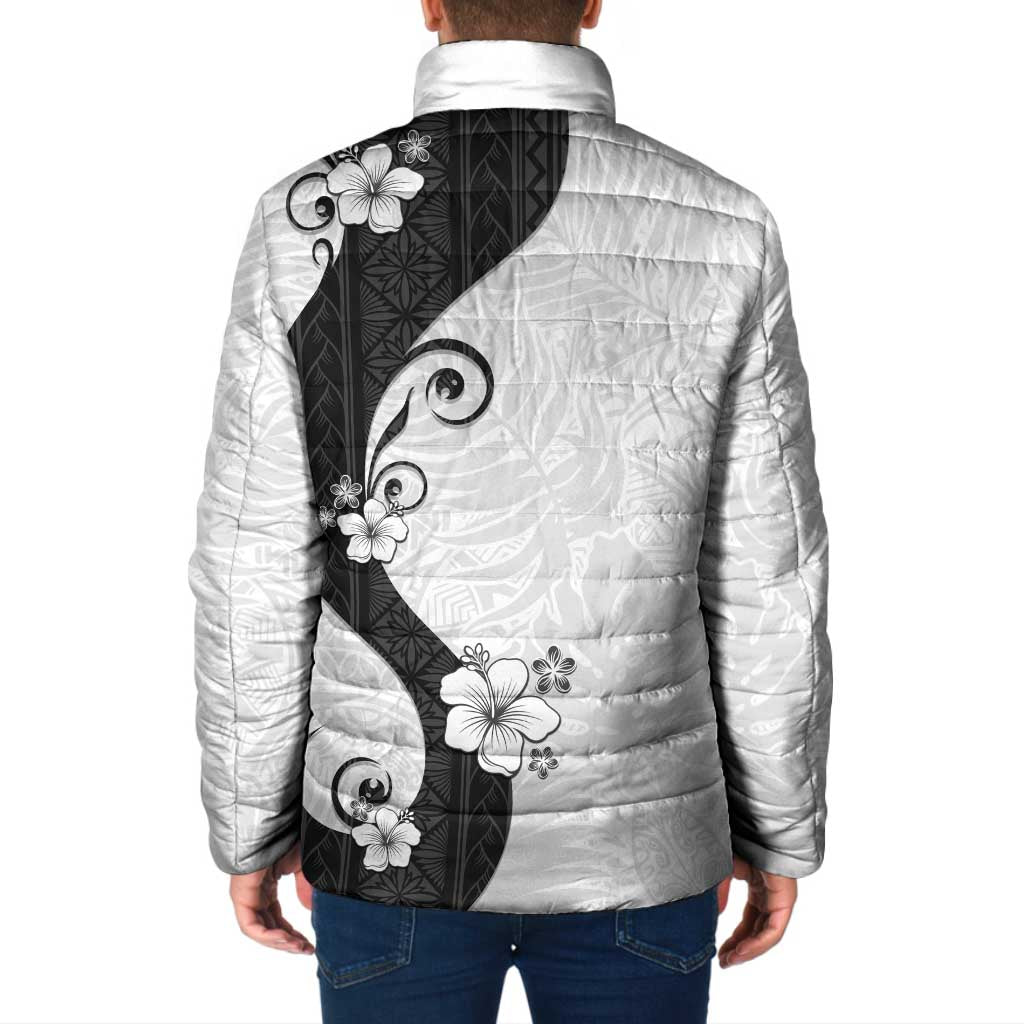 Polynesia Hibiscus Padded Jacket White Curve Motif LT05 - Polynesian Pride