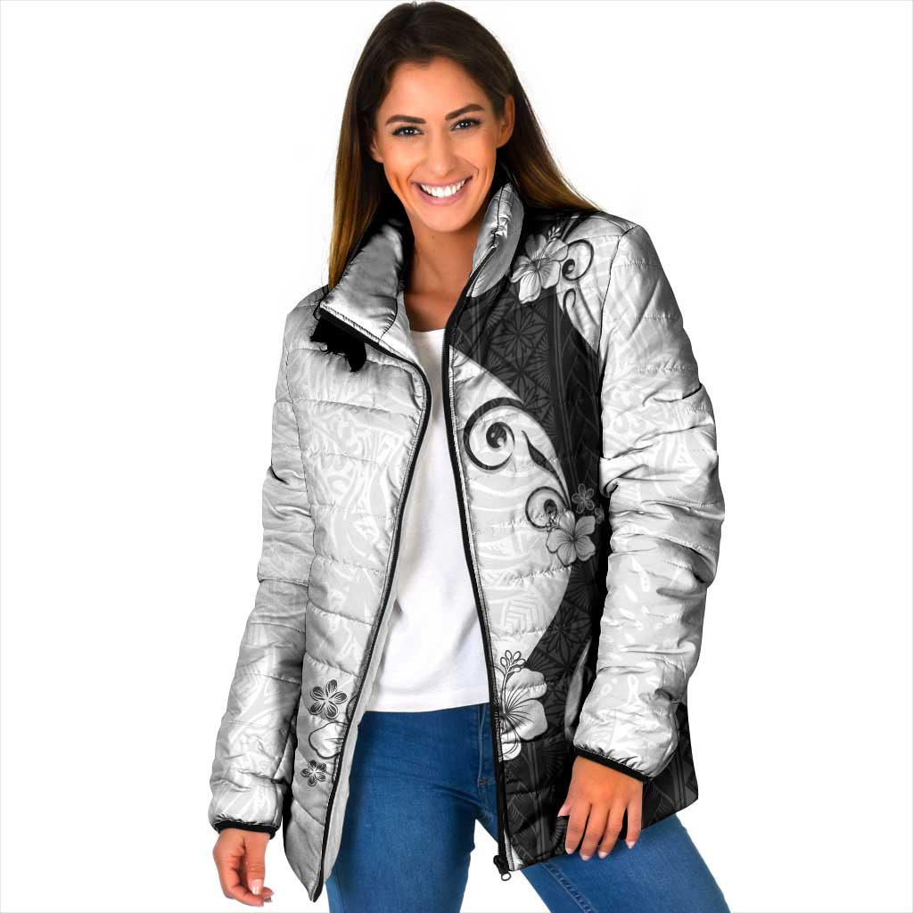 Polynesia Hibiscus Padded Jacket White Curve Motif LT05 Women White - Polynesian Pride