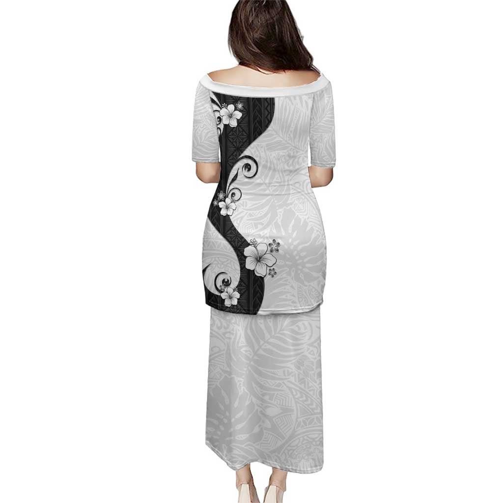 Polynesia Hibiscus Puletasi White Curve Motif LT05 - Polynesian Pride