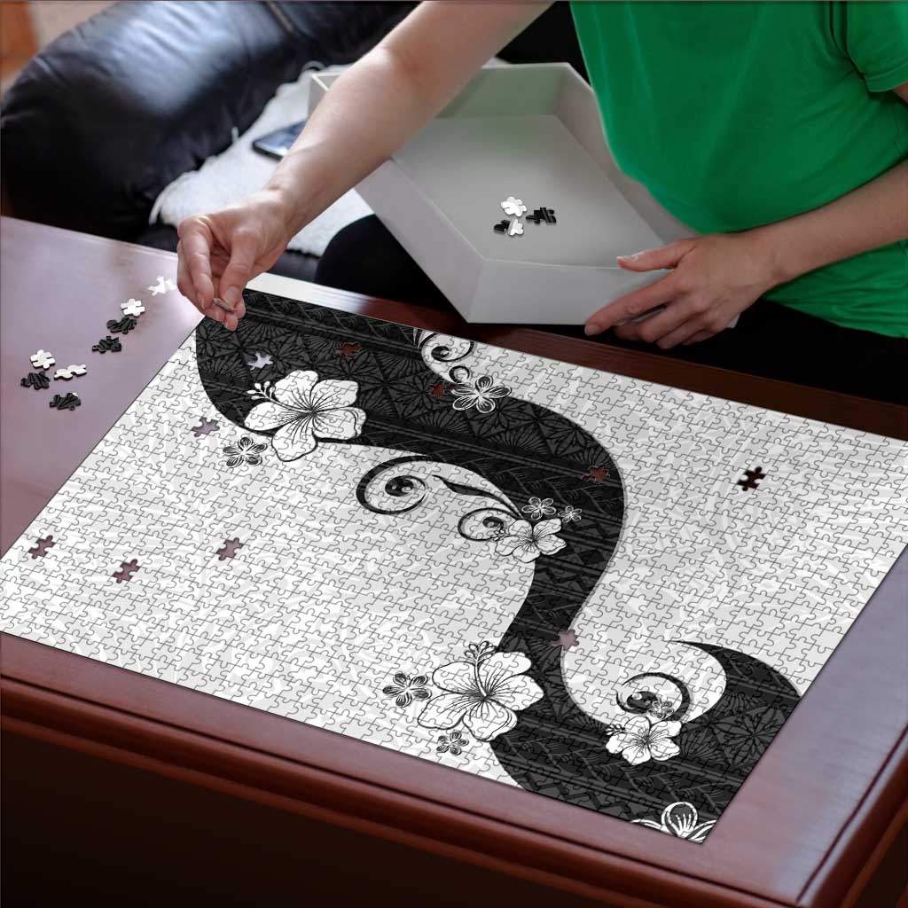 Polynesia Hibiscus Puzzle White Curve Motif LT05 - Polynesian Pride