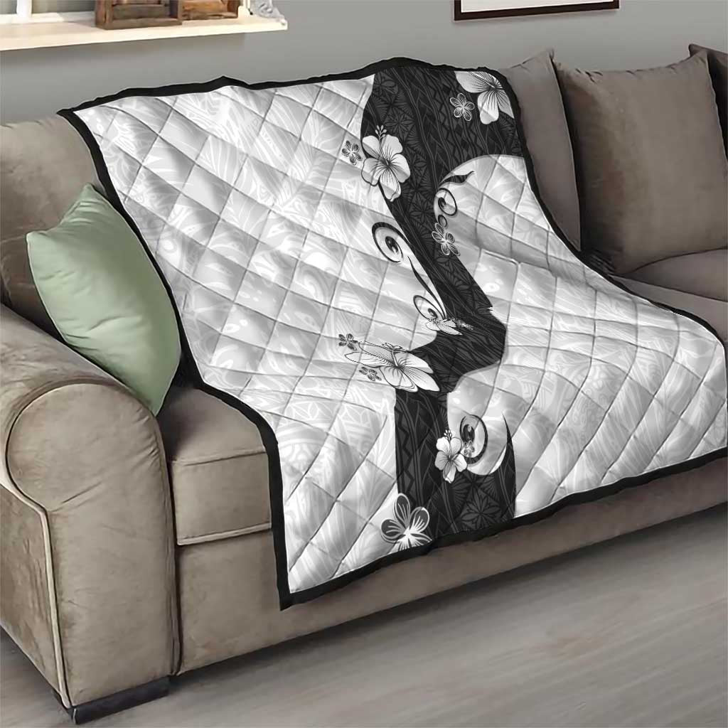 Polynesia Hibiscus Quilt White Curve Motif - Polynesian Pride