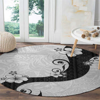 Polynesia Hibiscus Round Carpet White Curve Motif - Polynesian Pride