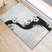 Polynesia Hibiscus Rubber Doormat White Curve Motif LT05 - Polynesian Pride