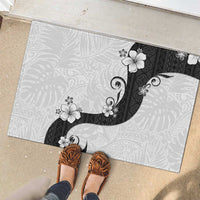 Polynesia Hibiscus Rubber Doormat White Curve Motif LT05 - Polynesian Pride