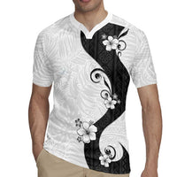 Polynesia Hibiscus Rugby Jersey White Curve Motif - Polynesian Pride