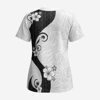 Polynesia Hibiscus Scrub Top White Curve Motif LT05 - Polynesian Pride