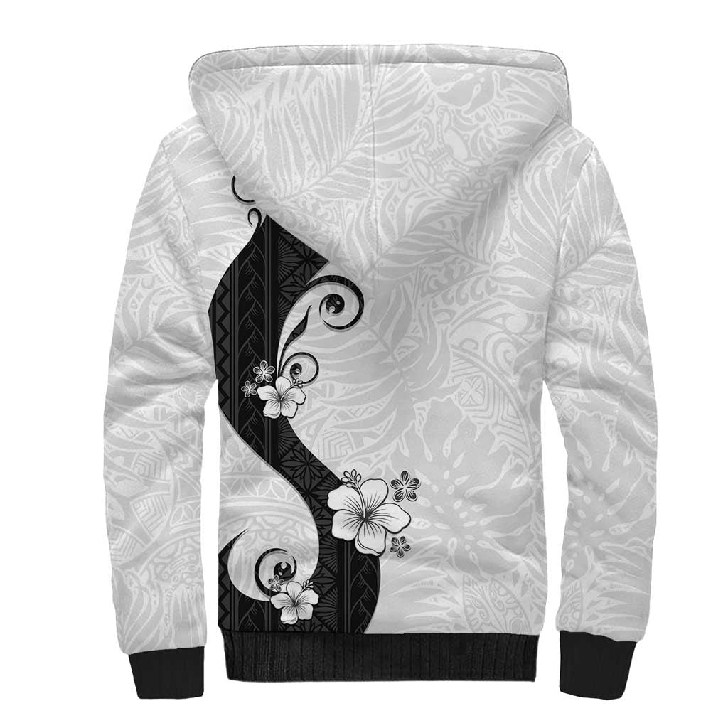 Polynesia Hibiscus Sherpa Hoodie White Curve Motif LT05 - Polynesian Pride