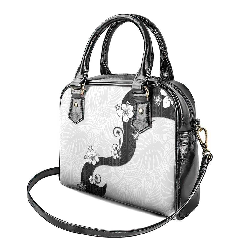 Polynesia Hibiscus Shoulder Handbag White Curve Motif - Polynesian Pride