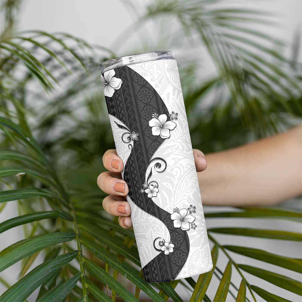 Polynesia Hibiscus Skinny Tumbler White Curve Motif - Polynesian Pride