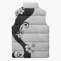 Polynesia Hibiscus Sleeveless Puffer Jacket White Curve Motif LT05 - Polynesian Pride