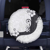 Polynesia Hibiscus Spare Tire Cover White Curve Motif - Polynesian Pride