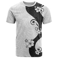 Polynesia Hibiscus T Shirt White Curve Motif - Polynesian Pride