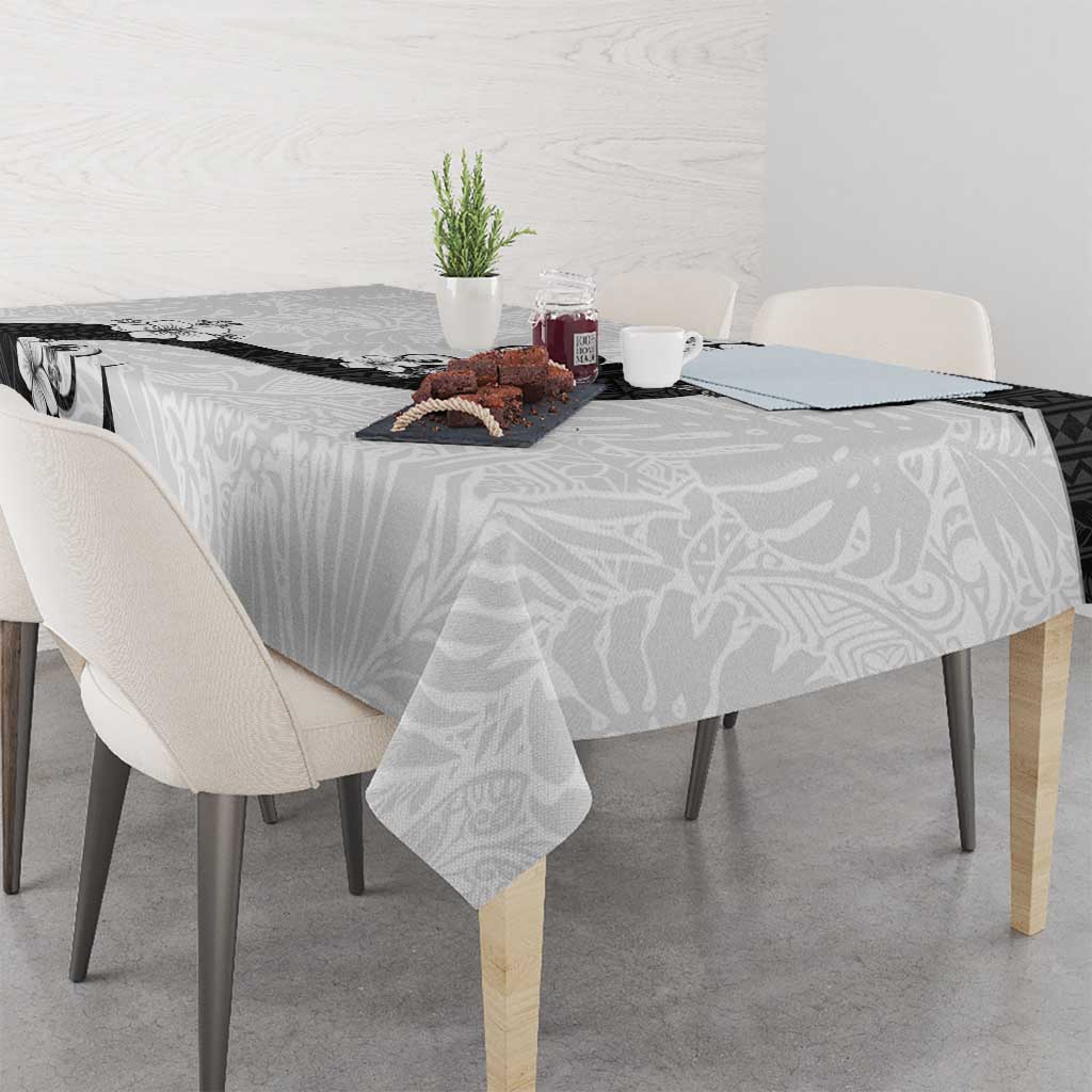 Polynesia Hibiscus Tablecloth White Curve Motif LT05 - Polynesian Pride