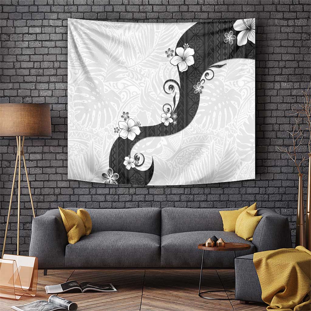 Polynesia Hibiscus Tapestry White Curve Motif - Polynesian Pride