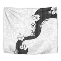 Polynesia Hibiscus Tapestry White Curve Motif - Polynesian Pride