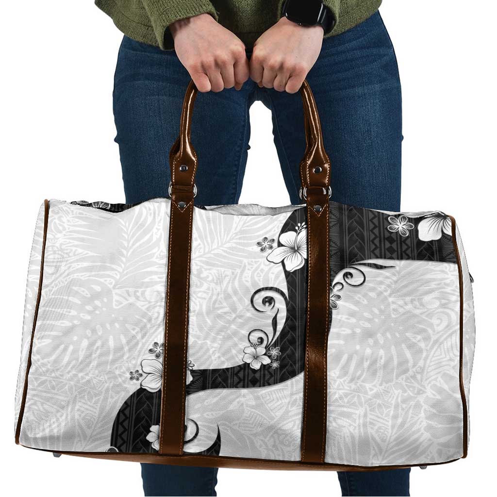 Polynesia Hibiscus Travel Bag White Curve Motif - Polynesian Pride