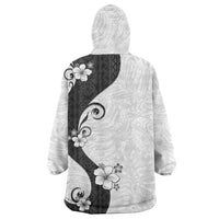 Polynesia Hibiscus Wearable Blanket Hoodie White Curve Motif LT05 - Polynesian Pride