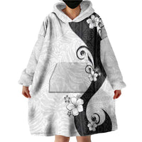 Polynesia Hibiscus Wearable Blanket Hoodie White Curve Motif LT05 - Polynesian Pride