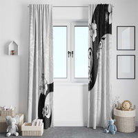 Polynesia Hibiscus Window Curtain White Curve Motif - Polynesian Pride