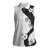 Polynesia Hibiscus Women Sleeveless Polo Shirt White Curve Motif LT05 Female White - Polynesian Pride