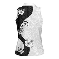 Polynesia Hibiscus Women Sleeveless Polo Shirt White Curve Motif LT05 - Polynesian Pride