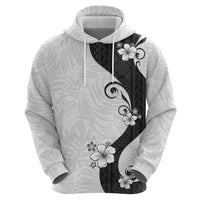 Polynesia Hibiscus Zip Hoodie White Curve Motif - Polynesian Pride