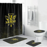 Aloha Hawaii Kahili Bathroom Set Kanaka Maoli With Kakau Pattern LT05 Bathroom Set (4 pcs) Black - Polynesian Pride