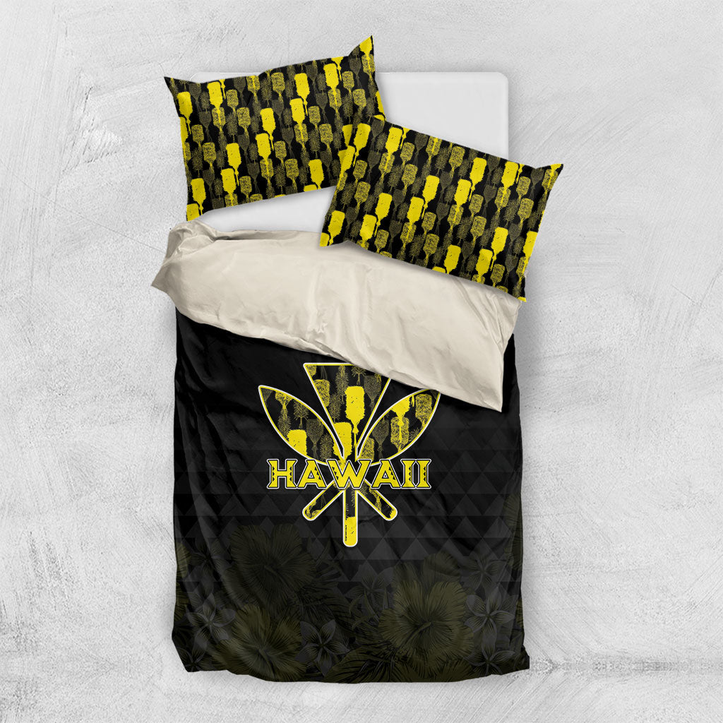Aloha Hawaii Kahili Bedding Set Kanaka Maoli With Kakau Pattern LT05 US Twin 172cm x 218cm Black - Polynesian Pride