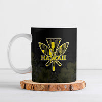 Personalised Aloha Hawaii Kahili Ceramic Mug Kanaka Maoli With Kakau Pattern LT05 Black - Polynesian Pride