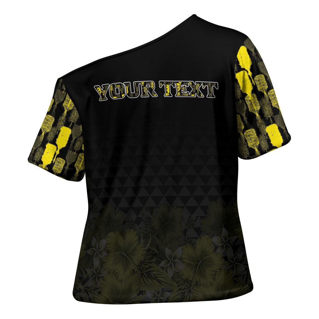 Personalised Aloha Hawaii Kahili Cross Shoulder Shirt Kanaka Maoli With Kakau Pattern LT05 - Polynesian Pride