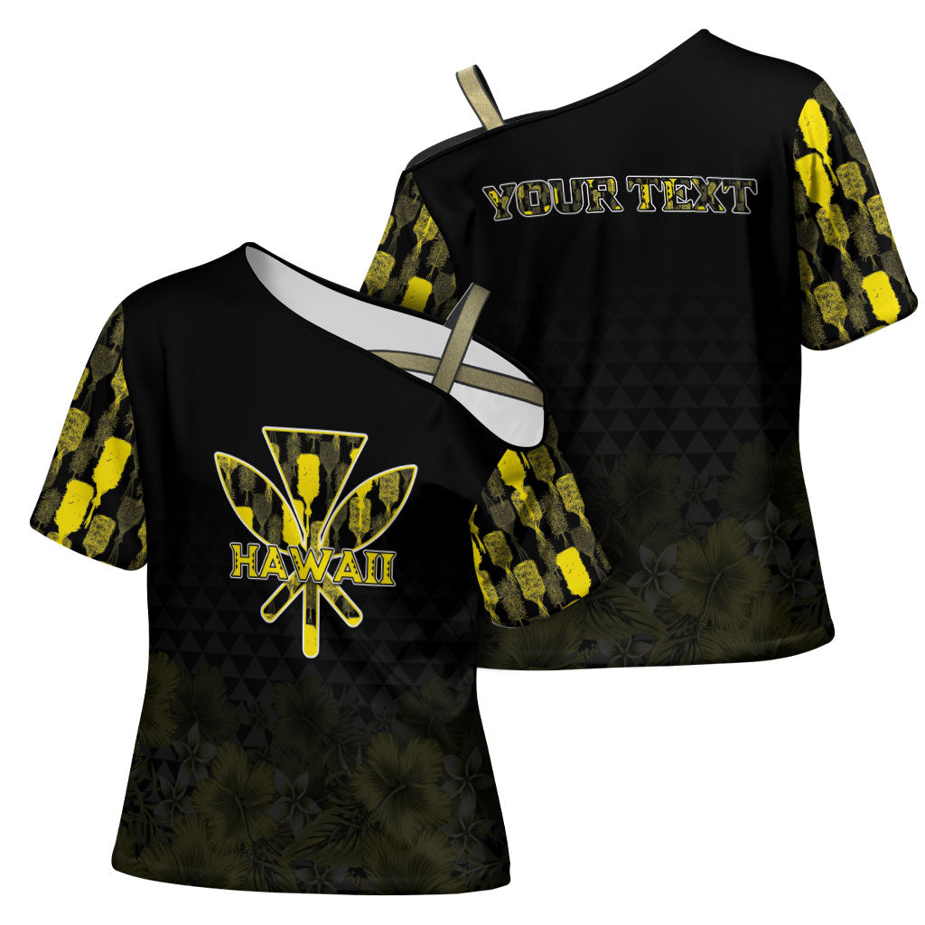 Personalised Aloha Hawaii Kahili Cross Shoulder Shirt Kanaka Maoli With Kakau Pattern LT05 - Polynesian Pride