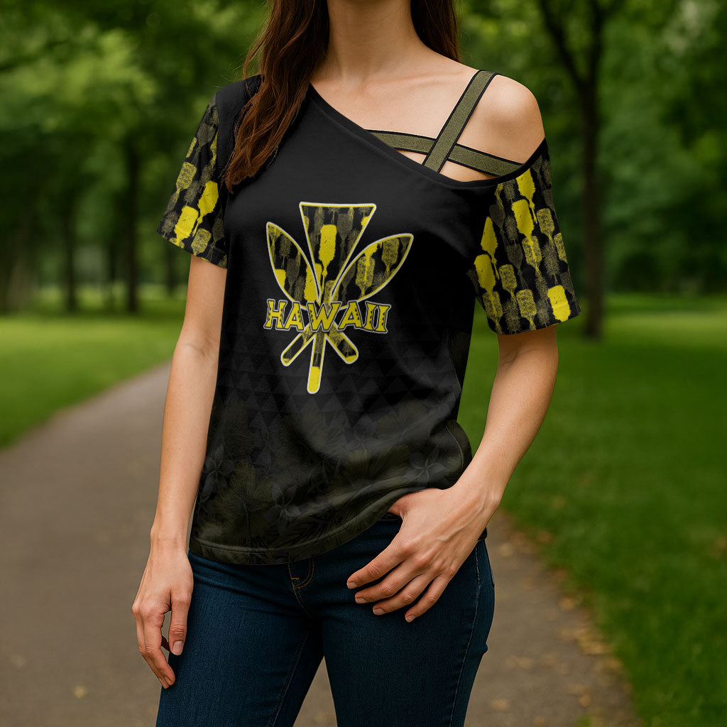 Personalised Aloha Hawaii Kahili Cross Shoulder Shirt Kanaka Maoli With Kakau Pattern LT05 - Polynesian Pride