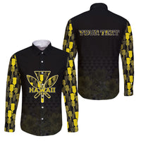 Personalised Aloha Hawaii Kahili Family Matching Long Sleeve Bodycon Dress and Hawaiian Shirt Kanaka Maoli With Kakau Pattern LT05 Dad's Shirt - Long Sleeve Black - Polynesian Pride