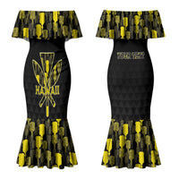 Personalised Aloha Hawaii Kahili Family Matching Mermaid Dress and Hawaiian Shirt Kanaka Maoli With Kakau Pattern LT05 Mom's Dress Black - Polynesian Pride