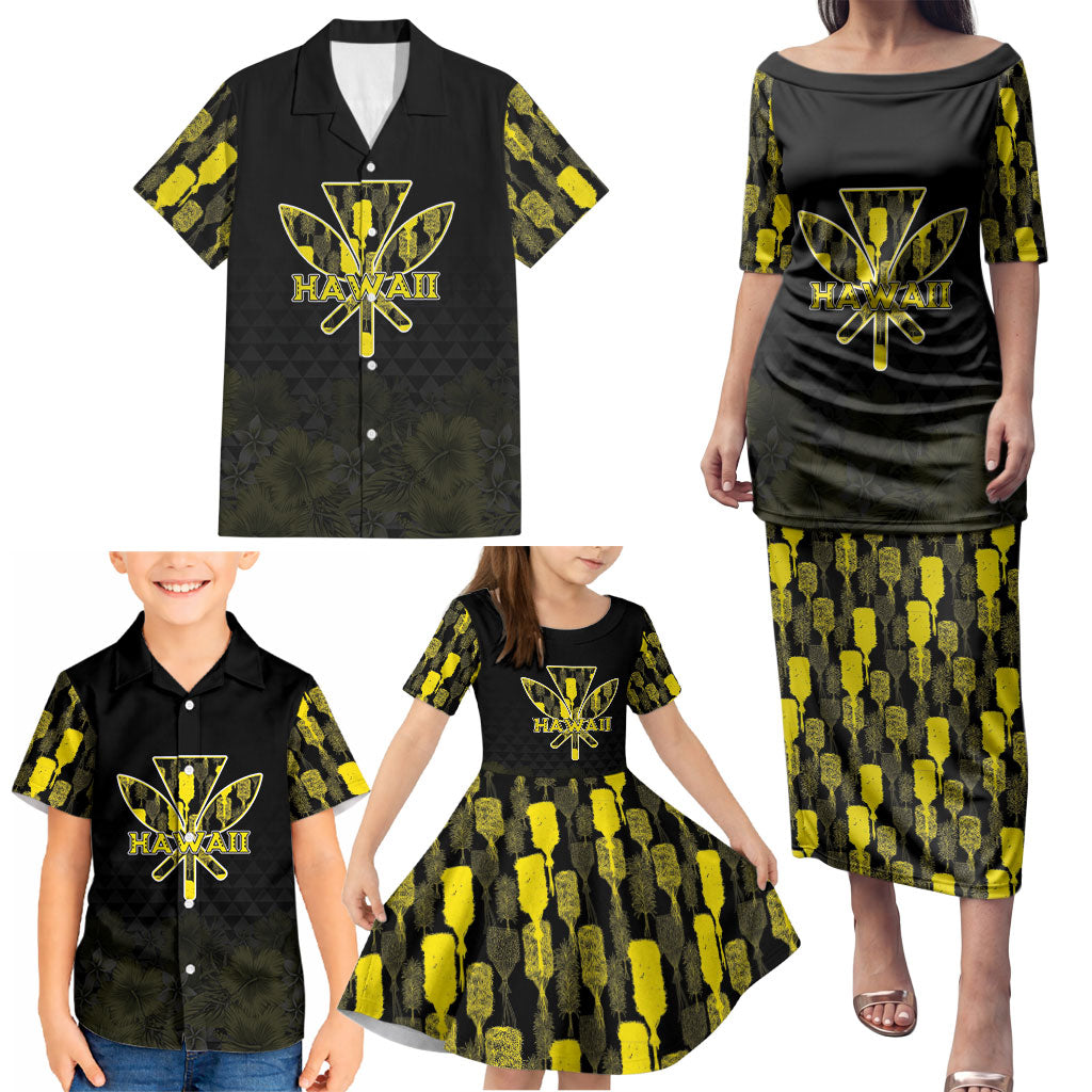 Personalised Aloha Hawaii Kahili Family Matching Puletasi and Hawaiian Shirt Kanaka Maoli With Kakau Pattern LT05 - Polynesian Pride