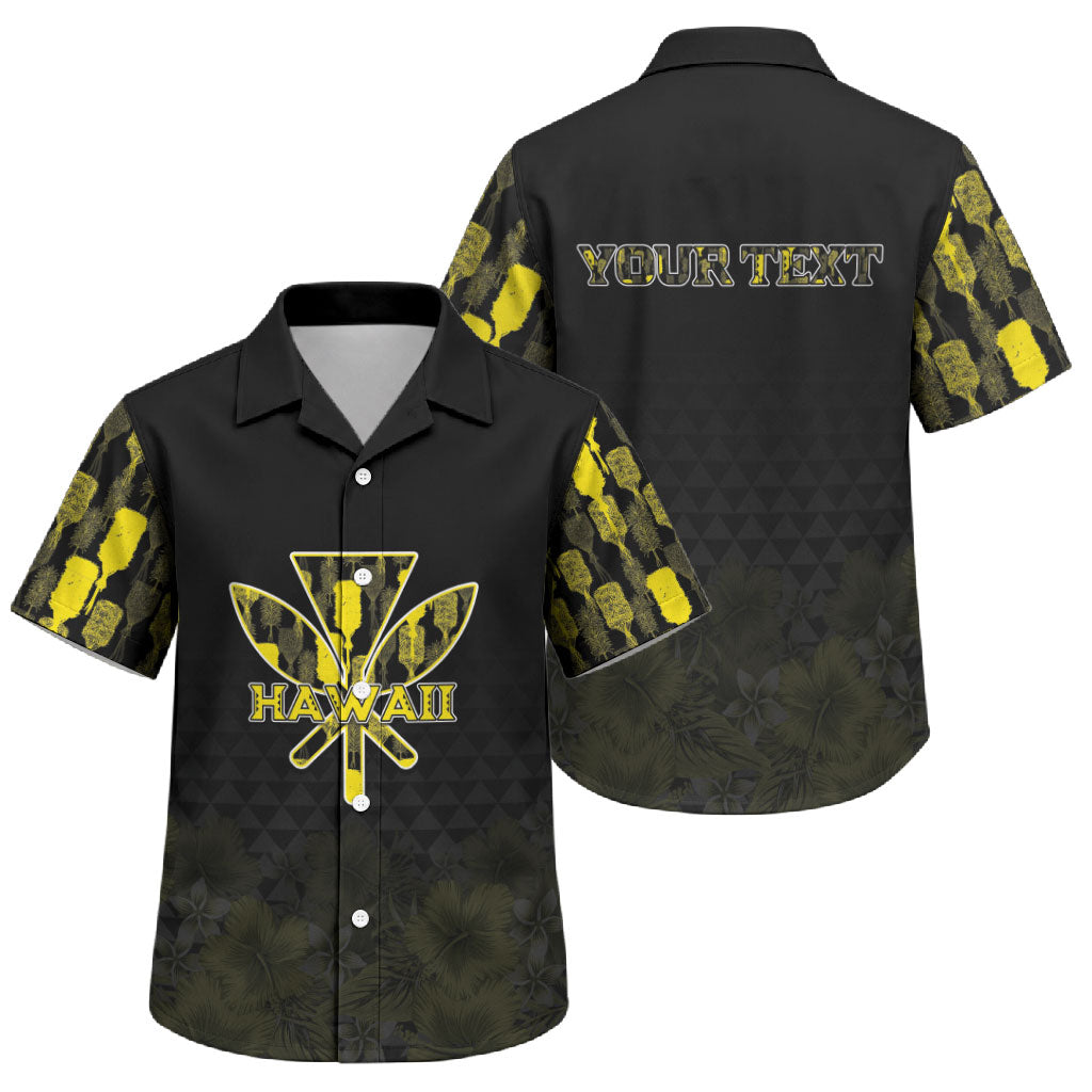 Personalised Aloha Hawaii Kahili Family Matching Short Sleeve Bodycon Dress and Hawaiian Shirt Kanaka Maoli With Kakau Pattern LT05 Son's Shirt Black - Polynesian Pride