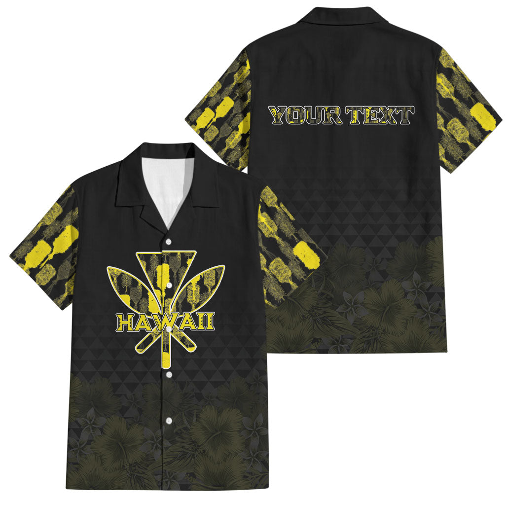 Personalised Aloha Hawaii Kahili Family Matching Tank Maxi Dress and Hawaiian Shirt Kanaka Maoli With Kakau Pattern LT05 Dad's Shirt - Short Sleeve Black - Polynesian Pride