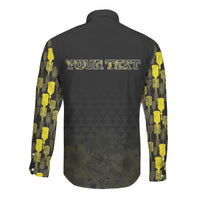 Personalised Aloha Hawaii Kahili Long Sleeve Button Shirt Kanaka Maoli With Kakau Pattern LT05 - Polynesian Pride