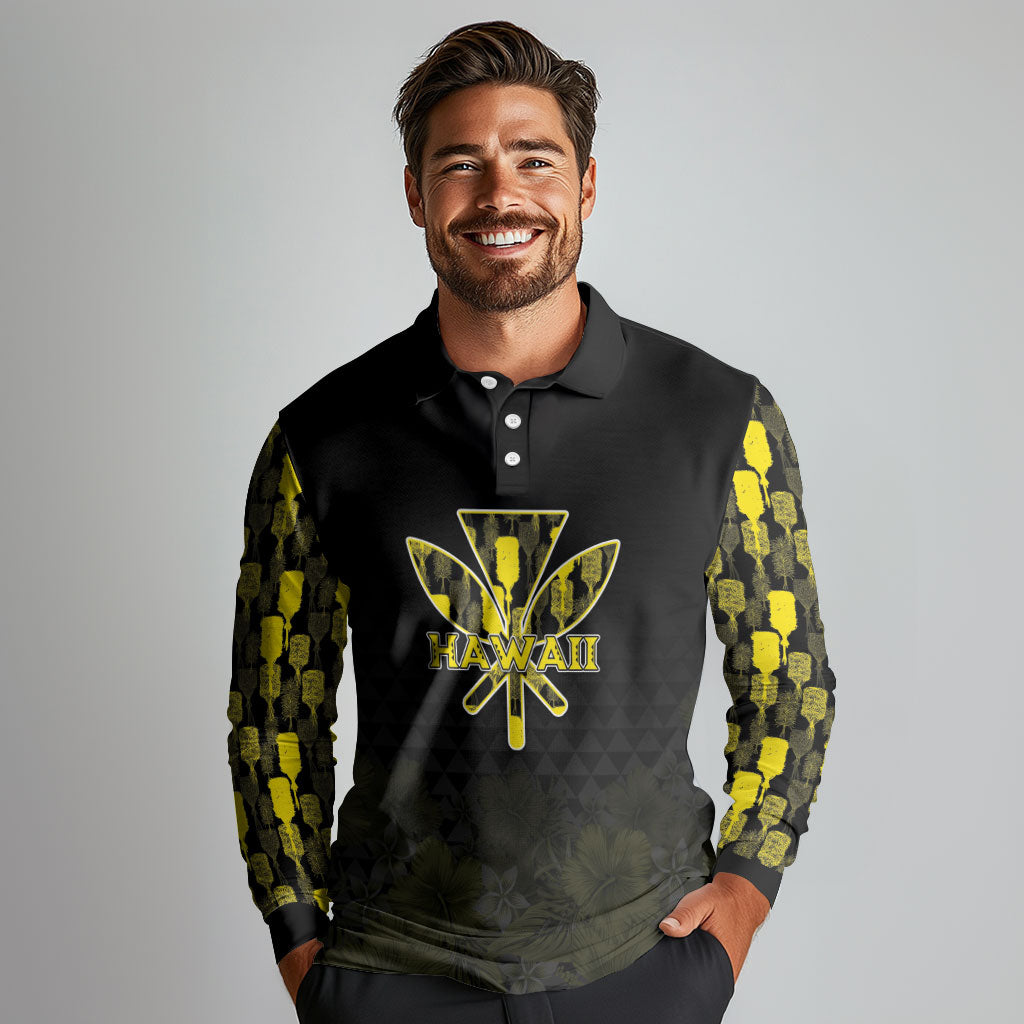 Personalised Aloha Hawaii Kahili Long Sleeve Polo Shirt Kanaka Maoli With Kakau Pattern LT05 - Polynesian Pride